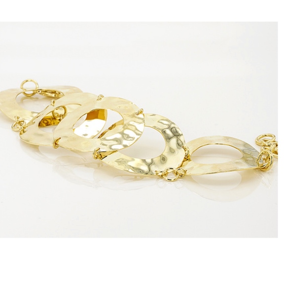 Italian Hammered Circles 18K Gold/Bronze Bracelet - Picture 7 of 7